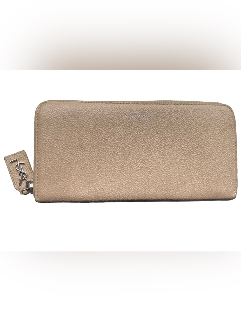 YSL Saint Laurent Beige Long Zip Around Leather Wallet - Picture 1 of 10